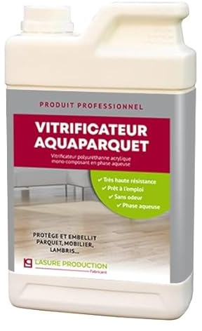 VITRIFICATEUR À PARQUET À L'EAU : AQUAPARQUET-Incolore-Effet soie-Bidon de 5 l