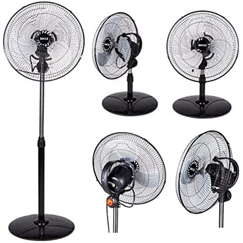 BAKAJI Stående fläkt 3-i-1, rund bas och spade, 40 cm, väggmontering, bord och oberoende, horisontell och vertikal svängning, 3 hastigheter, maximal höjd 130 cm, 60 W svart