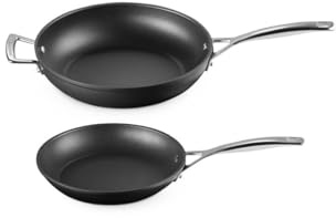 Le Creuset Aluminium-Antihaft-Flachpfannen-Set, 24 cm und 28 cm, geeignet für alle Herdarten inkl. Induktion, anthrazit/silber, 51802000010002