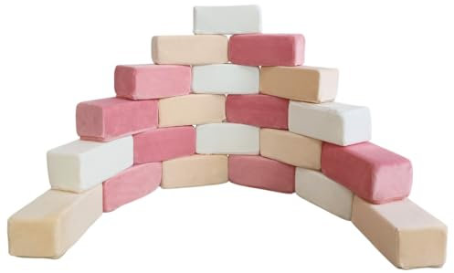 Wonder Space Plüsch Schaum Bausteine ​​- Bauen & Stapeln Kindergartenspielzeug Geschenk für Kleinkinder, Weicher Glatter Samtbezug, Frühe Erziehung Motorik & Gehirn Entwicklung (Quader, Erröten)