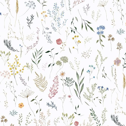 CiCiwind Carta da parati autoadesiva con fiori, 41 x 300 cm, colore bianco, autoadesiva, impermeabile, per pareti, armadi, mobili