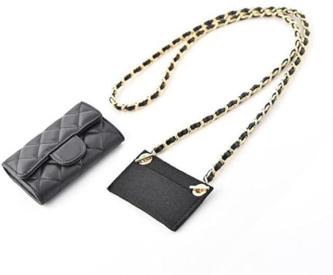 LinerLink Umbauset (Einsatz + Kette) für Chanel-Kartenhalter, Geldbörse an Kette (Gold, 120 cm)