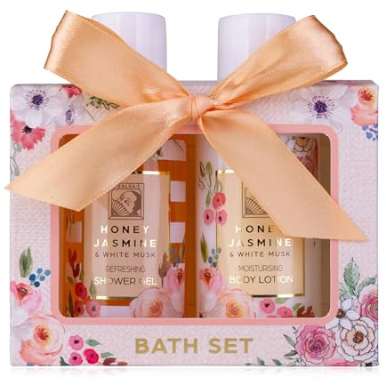 Accentra - Set doccia da donna Honey Jasmine in bella confezione regalo – Set di 2 pezzi con gel doccia e lozione per il corpo – Set regalo benessere per San Valentino, festa della mamma e Natale