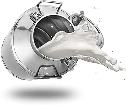 Generic Stainless Steel Milk Can, With Sealed Lid - Large Capacity Portable Milk Bucket Wine Pail Canister For Milk Churn Bucket - Silver Canister,9L