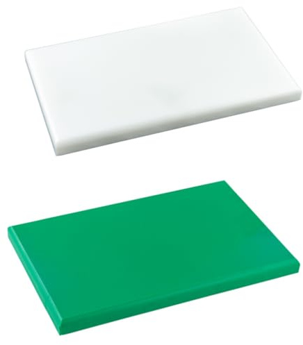 TOPATUPA - Pack de 2 Tablas de corte profesional de polietileno - 2 unidades de 30x20x1 cm - con gomas antideslizantes (Blanco + Verde)