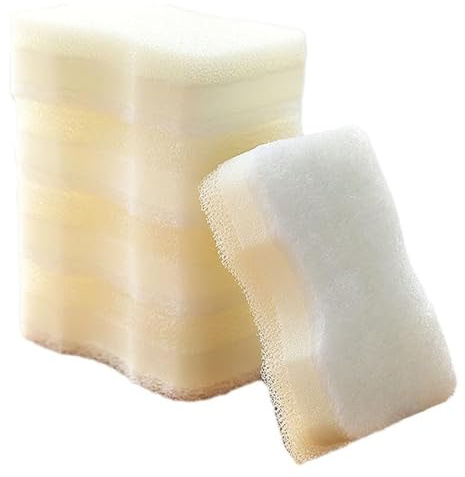 5 Pcs Multi-Purpose Sponge Scouring Pad, Reusable Kitchen Sponges and Bathroom Cleaning Sponge Pads Easy Cleaning for Stain Mark Removal Kitchen Bathroom Dish (White)