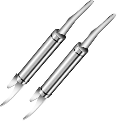 Ciieeo 2pezzi Pelatore Gamberi in Acciaio Inossidabile Strumento Doppia Punta per Pulizia Gamberetti e Rimozione Squame Pesce Manico Ergonomico per Uso Domestico e Professionale