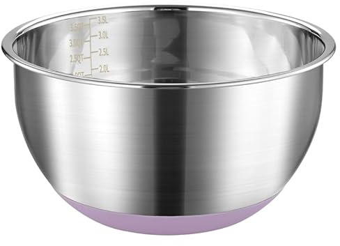 FAB4HOME Rührschüssel aus Edelstahl mit rutschfestem Silikonboden | Metall-Küchenschüssel, Backen, Kochen, Rührschüssel, Salatschüssel, spülmaschinenfest, 24 cm