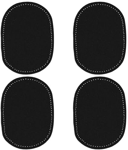 4 x ovale Aufnäher für Ellenbogen, Knie, Ellenbogen, Pullover, Hosen, Restaurierungszubehör, Pullover, Hosen, Reparaturapplikationen (Wildlederstoff, schwarz), 4 Stück