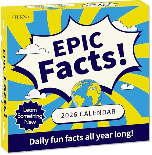 2026 Epic Facts dagskalender, dagskalender att riva av, med 365 intressanta fakta för årets vardag, rolig boxkalender, present till män eller kvinnor, julstrumpfyllare