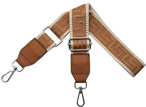 Tracolla per Borsa Regolabile Tracolla di Ricambio per Donna con pelle, Cinghia Tracolla Larga 3.8cm con Argento Moschettoni per Borsette Crossbody Accessori, Kaki/Marrone chiaro, T31