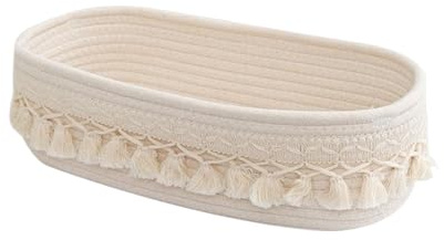 Panier de Rangement en Coton,Corbeille en Corde Douce avec Anse | Organisateur Maison pour Serviettes Linge Salon Étagères Chambre Salle de Bain