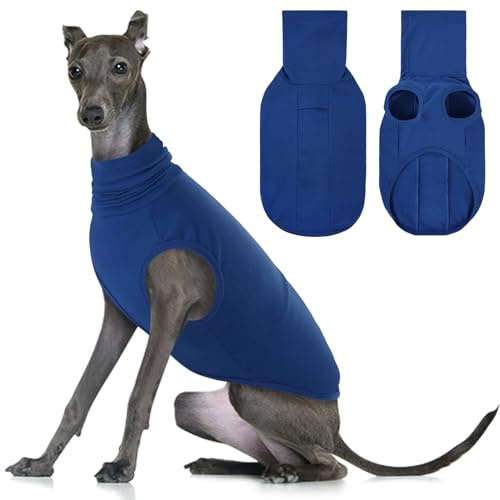 CITÉTOILE Hundtröja med hög hals - varm fleecetröja för stora hundar vintertröja för husdjur varma hundkläder med hög krage blå 3XL