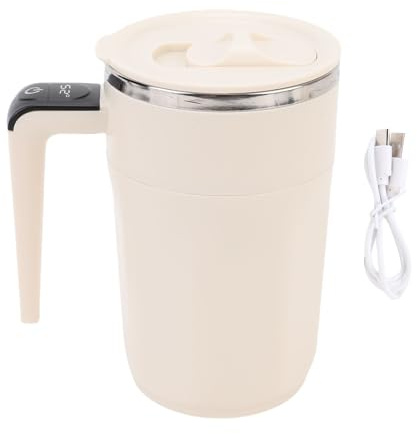 Fockety Automatic Stirring Coffee Mug, 400ml Self Stirring Cup with Digital Temperature Display, Magnetic Stirrer 7000 RPM, Proof Lid for Home Office Travel