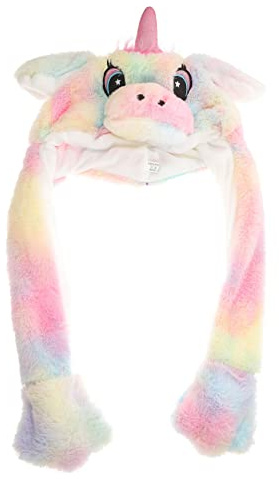 UKCOCO Lustige Tiermütze mit Beweglichen Hasenohren Plüschhüte für Karneval Fasching Musikfestivals und Kinderkostüm Bunte Einhorn Party Accessoire