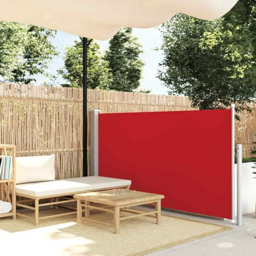 Mokuyary - Toldo lateral retráctil para patio (100 x 500 cm, color rojo, persiana lateral, biombo exterior, protección contra el sol o el viento, vistas para jardín, balcón y terraza