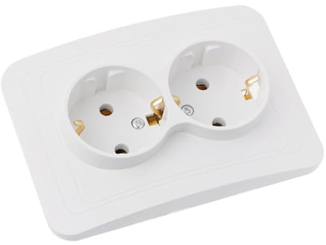 DONFAMDS Toma De Corriente De Pared Tipo Alemán Schuko De 2 Puertos Enchufe De Pared Empotrado Para Uso Doméstico Carga Teléfonos Portátiles Y Tabletas 4.64 X 3.14 X 1.88 in