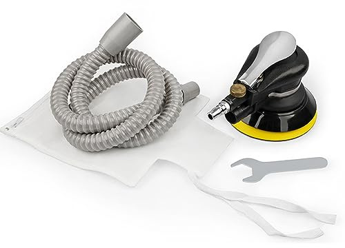 5 Air Random Orbital Sander Heavy Duty Pneumatic Palm with Hose and Bag for Polishing Grinding Sanding Car Metal Wood Wax Work