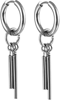 Herrörhängen Dangle, Herrörhängen i rostfritt stål Hoop Piercing Smycken Runda med runda stänger