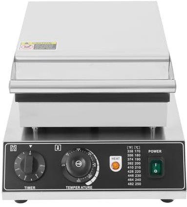 1750W Waffeleisen für 4 Belgische Waffeln (12x12cm), Antihaft-Platten mit Anti-Überlauf, Stufenloses Thermostat & Backampel, Dicker Bräunungsregler für Perfekte Ergebnisse, Silber