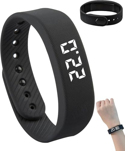 Xivicii Pedometer Watch, Silent Waterproof Vibration Wake up Digital Watch for Running Hiking