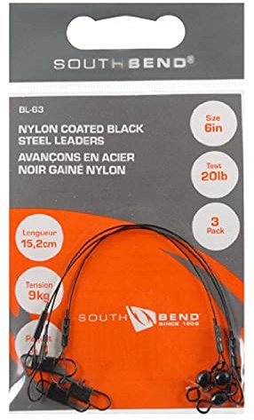 SouthBend Black Nylon Coated Steel Leader 24-Inch (Black)
