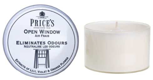 Price's Candles Open Window Tin Candle | Fresh floral fragrance, odour eliminating, decorative tin, relaxing ambience, ideal for freshening living spaces