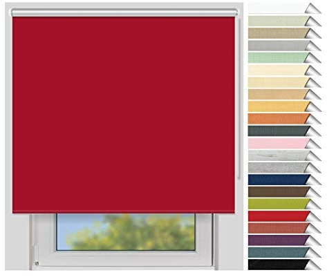 EFIXS Thermorollo Medium - Rollos nach Maß - 25 mm Rollowelle - Stoffbreite bis 220 cm, Höhe bis 240 cm - Hier: bis 200 cm x 150 cm (BxH) - rot (068) - mit & ohne Bohren