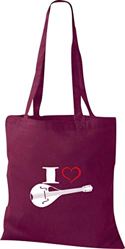 Shirtstown Pochette en tissu Musique I Love Mandoline - Rouge - rouge bordeaux,