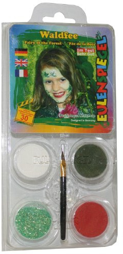 Eulenspiegel - Schmink-Motiv-Set Waldfee, 3 Farben | Pinsel & Anleitung, Schminkfarben für ca. 40 Masken, für Karneval & Mottopartys
