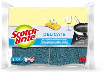 Scotch-Brite Delicate, Non-Scratch Natural Fibre Dish Sponges, 2 per Pack - Highly Absorbent - for Kitchen and Household - Gentle on Uncoated Cookware and Glass