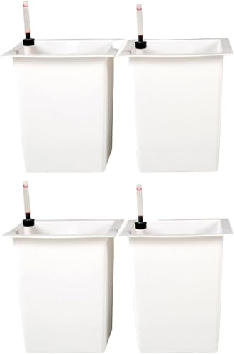 VIVANNO Bac à Fleurs en Plastique avec kit d'arrosage - 29x29x32 cm - Blanc - 4 pièces