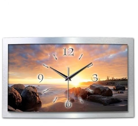 Kreative Feder Felsen Chill Out 3D XXL Designer leise Funk Wanduhr Funkuhr modernes Design WAA043FL (50x30cm)