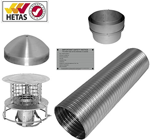 6M 6ins multifuel Liner & Install kit(Pot Installation) woodburner logburner Multi Fuel Stove Chimney