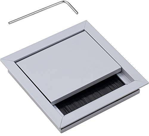 Gedotec Passe Câble et Fils Electriques | Œillet pour Bureau, Mur, Table, Plan de Travail, Meuble Informatique | Accessoire Encastrable de Rangement, Fixation et Protection | Aluminium 100x100mm