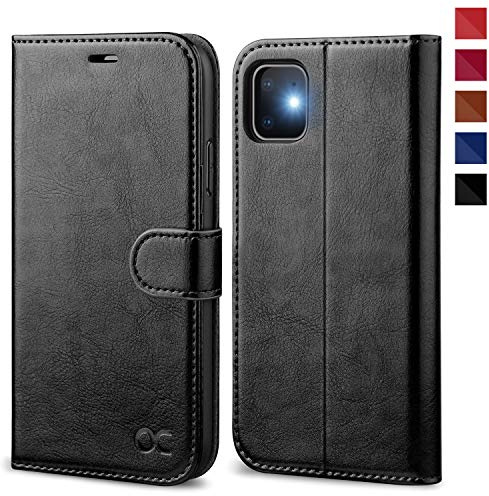 OCASE Hülle für iPhone 11 Handyhülle Schwarz | [Premium Leder] [Standfunktion] [Kartenfach] [Magnetverschluss] Flip Case Cover Etui Schutzhülle lederhülle klapphülle