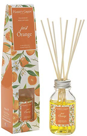 Just Orange Fragrance Reed Diffuser 100ml - Long Lasting Home Indoor Fragrance - with 8 Rattan Reeds