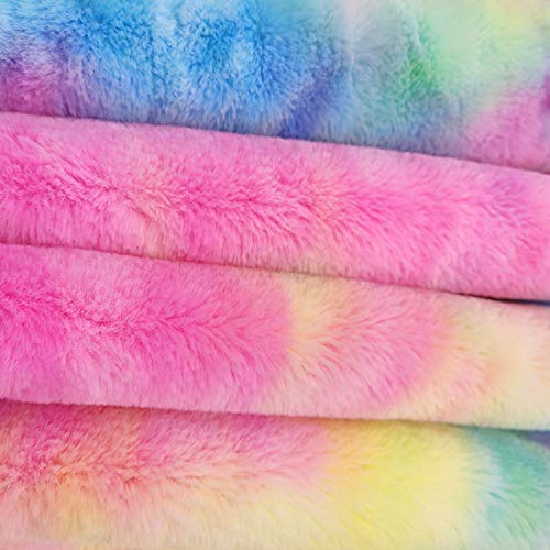 Yalulu 100 x 160 cm Plüsch Regenbogenfarbener Warmer Stoff Shorty für DIY Heimtextilien, Kleidung, Spielzeug, Handwerk, Nähen, Kunstpelz