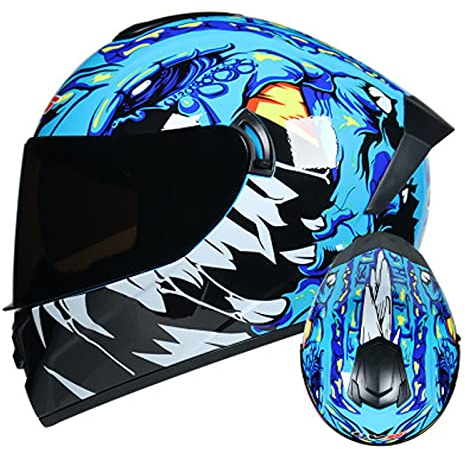 Casco De Moto Modular Integral Mujer Hombre Adultos Casco Anticolisión Flip Up Front Casco DOT-Zertifizierung Casco De Moto De Cara Completa Scooter Casco Protección Casco Moto Jet,Blau,L