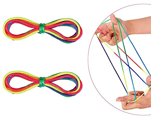 2 Stück Fadenspiel Fingerspiel, Finger Twist Fadenspiel, Flexibles Fadenspiele für Kinder, Rainbow Rope, Fingerspiel für Jungen und Mädchen ab 5 Jahre, Länge 78 cm,ideal als kleines Geschenk
