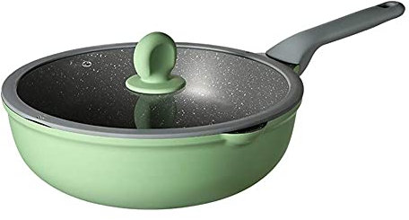 ZXFDMSWJ Wok Pan Antiadherente Wok, Antiadherente Wok Doméstico Antiadherente Wok Pan Pan Utensilios De Cocina Cocina De Inducción De Gas General, Aleación De Aluminio, 2 Tamaño Wok Pan Antiadherente