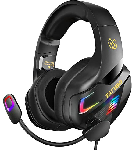 Tatybo Gaming Headset for Xbox One, Ps4, Ps5, PC, Switch, 3.5MM Gaming Headphones with Mic & Super Big Soft Earmuffs