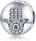 M&S Evil Eye Pave Charm Hamsa Protection Devil Magic Charm Bead Pendant, 925 Sterling Silver Dangle Charm, Compatible With Pandora & European Bracelet �