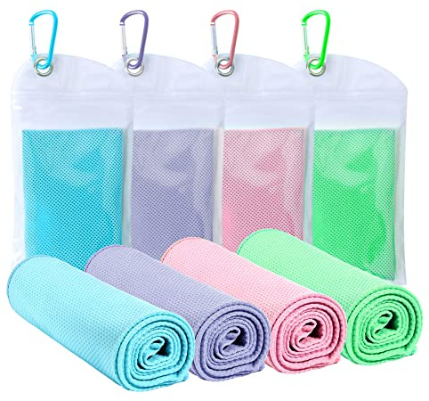 4 Packungen Kühlhandtuch (101,6 x 30,5 cm), Eishandtuch, weich, atmungsaktiv, Sofort-Handtuch, Mikrofaser-Handtuch für Disney Yoga, Golf, Sport, Fitnessstudio, Training, Camping, Fitness, Outdoor und