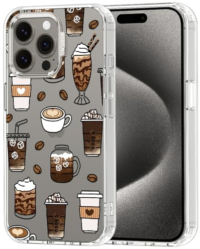 MOSNOVO für iPhone 15 Pro Max Hülle – Durchsichtige, schlanke, stoßfeste TPU+PC-Handyhülle, [6,6 Fuß Fallschutz/Anti-Abziehen] - Kaffee