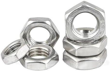 WALENI 2-28pcs M6 M8 M10 M12 M14 M16 M18 M20 304 Stainless Steel Left-Hand Thread Thin Nut Counter Nut(M6(28PCS))