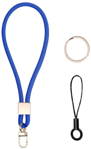 Vicloon Nyckelring, handledsrem med metallnyckelring och telefonrem för ID-kort, nycklar, telefon (blå)