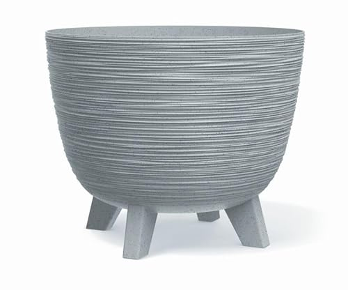 BirnePower Blumentopf Pflanzschale Blumenkübel mit Füßen Pflanzkübel Übertopf Furu Rund Tannennadeln Pflanztopf 29cm x 24cm Grau