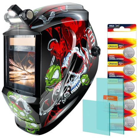 TRQWH Large Viewing Welding Helmet Auto Darkening True Color Solar Powered Welding Hood with 4 Arc Sensor Adjustable Wide Shade Range 4~5-8/9-13 Welder Mask for TIG MIG ARC Weld (TRQWH-LE01)