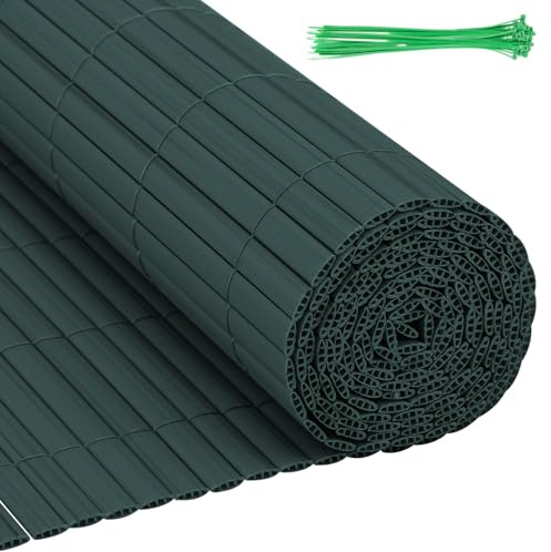 Gimisgu PVC Sichtschutzmatte 180x400cm Sichtschutzzaun Verdreifachen Verstärkung Standard Sichtschutz mit Kabelbindern Balkonsichtschutz Windschutz Wetterfest für Garten Balkon, Grün